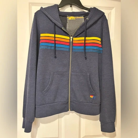 EUC Navy Aviator Nation Blue 5 Stripe Hoodie - Picture 3 of 13